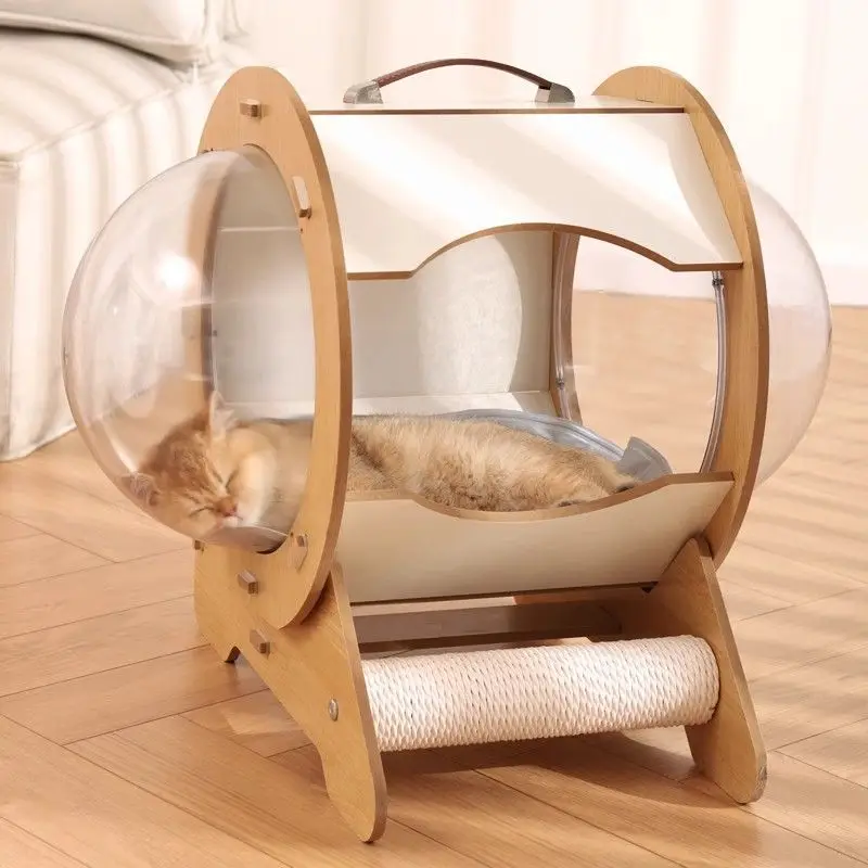 Cama cápsula de madera para gatos – nido acogedor y transpirable - imagen 5