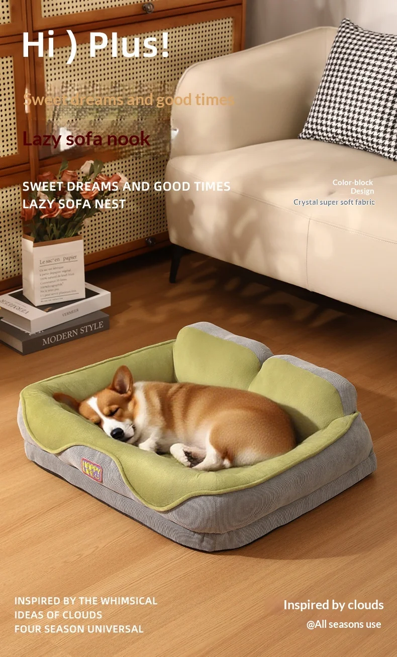 All-season warme, verdikte verhoogde hondenmand con soporte de cuello