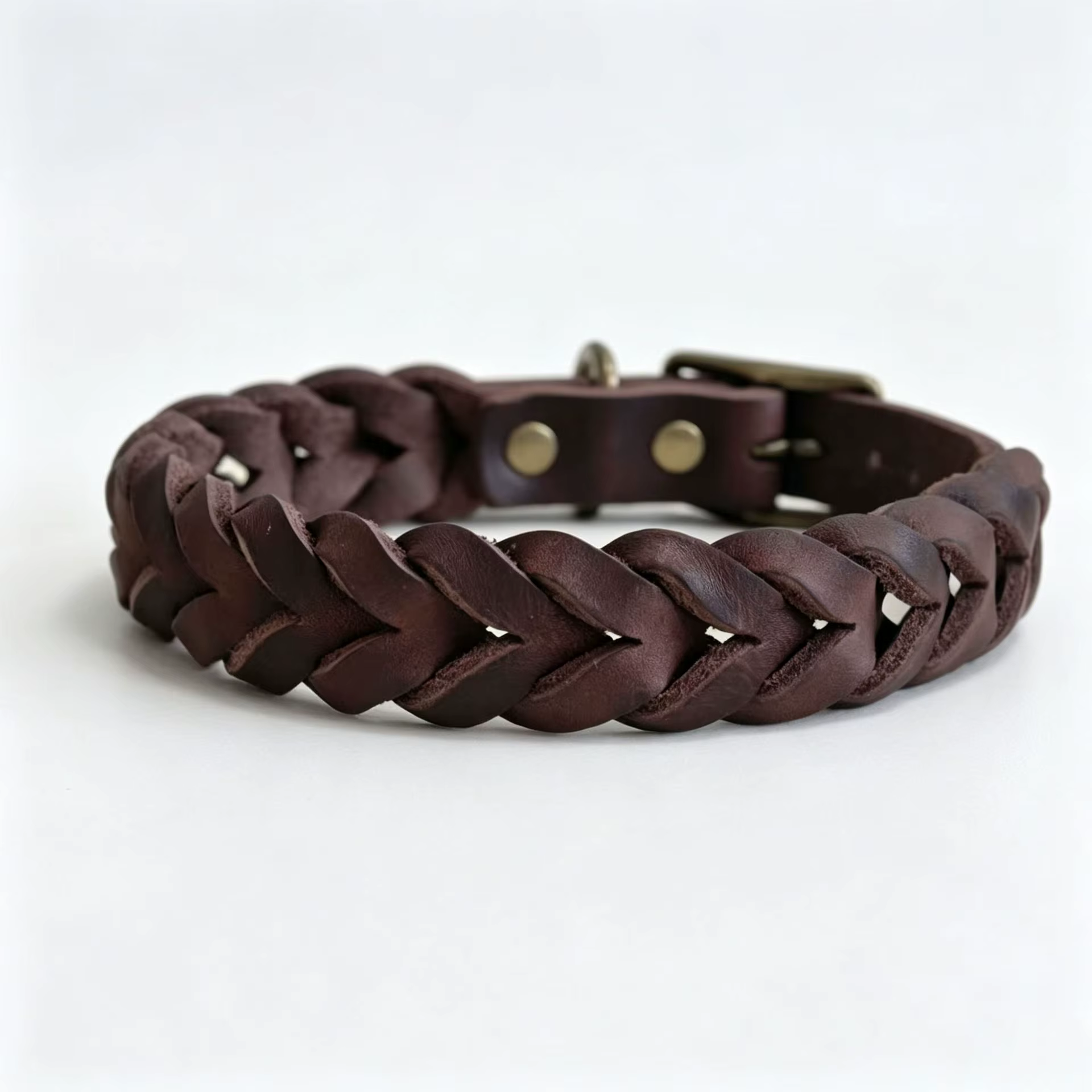 Collar de perro de cuero genuino trenzado ajustable antipull - imagen 2