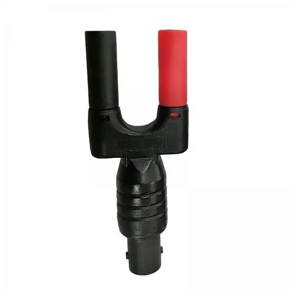 Adaptador BNC de PVC visto desde el ángulo superior