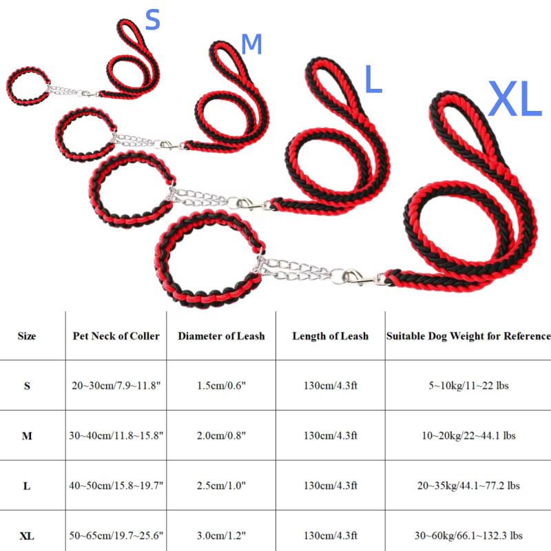 Set correa y collar trenzados para perros