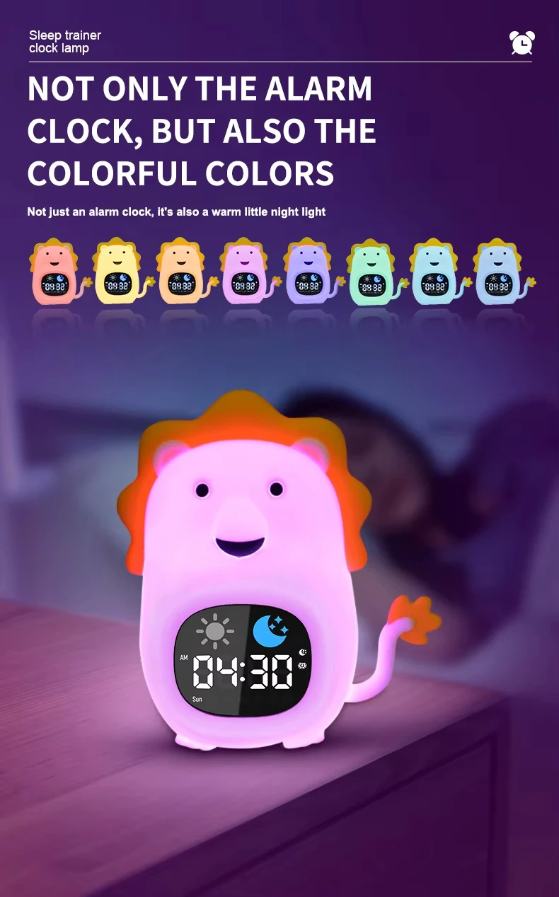 Reloj con lámpara para mesita de noche infantil