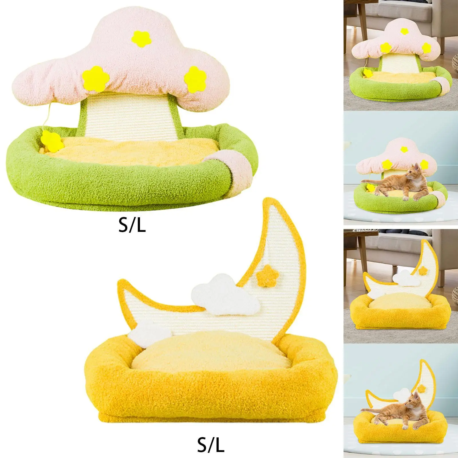 Cat Bed Cute Winter Warm Kitten Bed Kitty Couch Bed Indoor Cats Kennel Soft Dog Bed Cat Scratch Board Cat Sofa Bed for Cats
