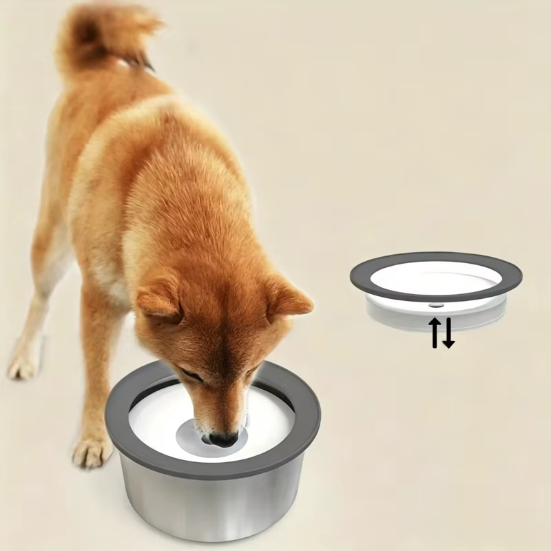 Bebedero para perros antivuelco con disco flotante y bebida lenta