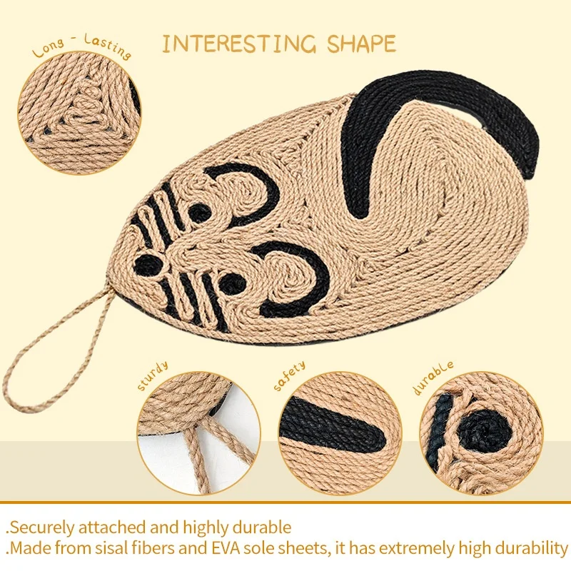 Rascador de sisal para gatos con forma de ratón, evita arañazos - imagen 5