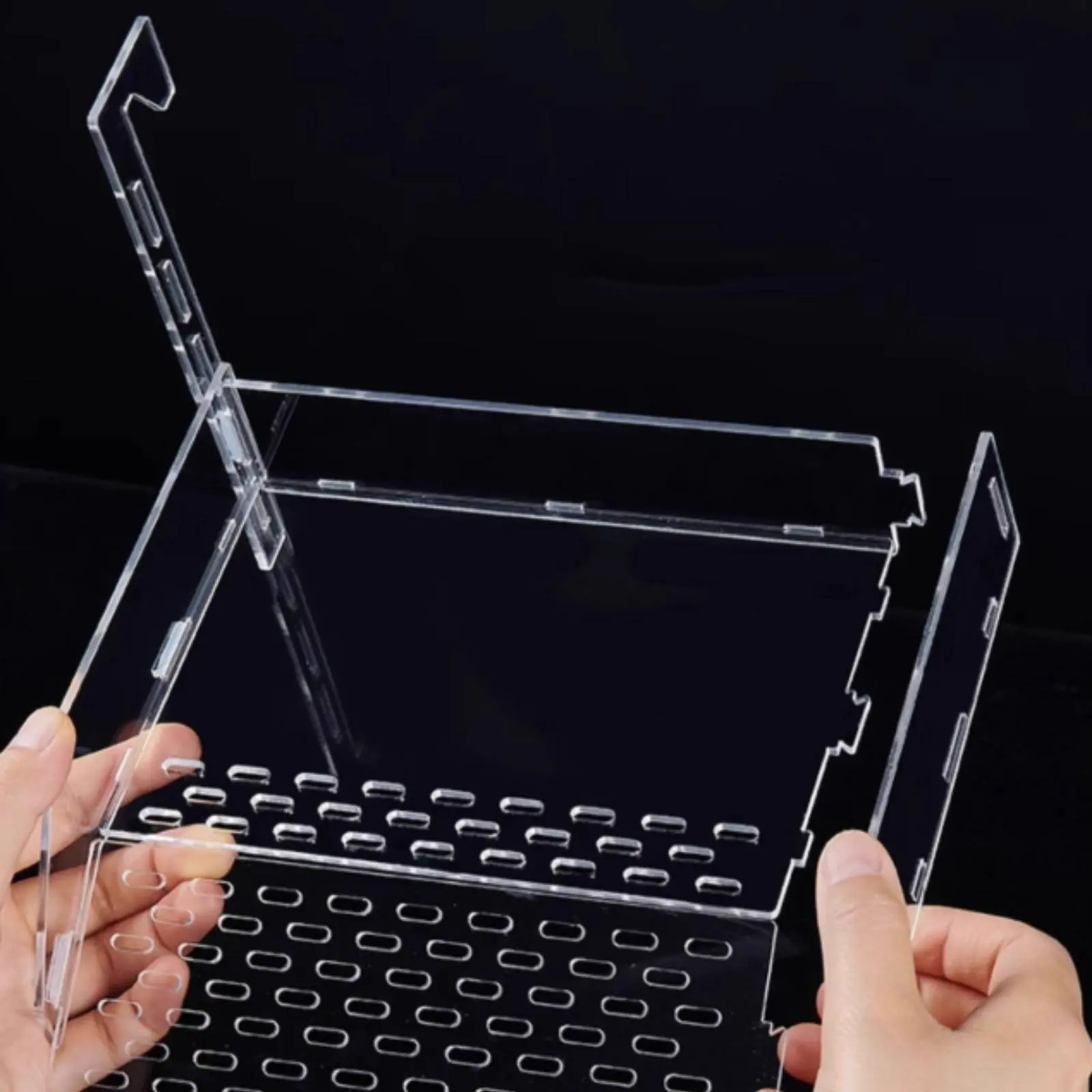 Plataforma acrílica para tortugas con escalera y barandillas altas - imagen 3