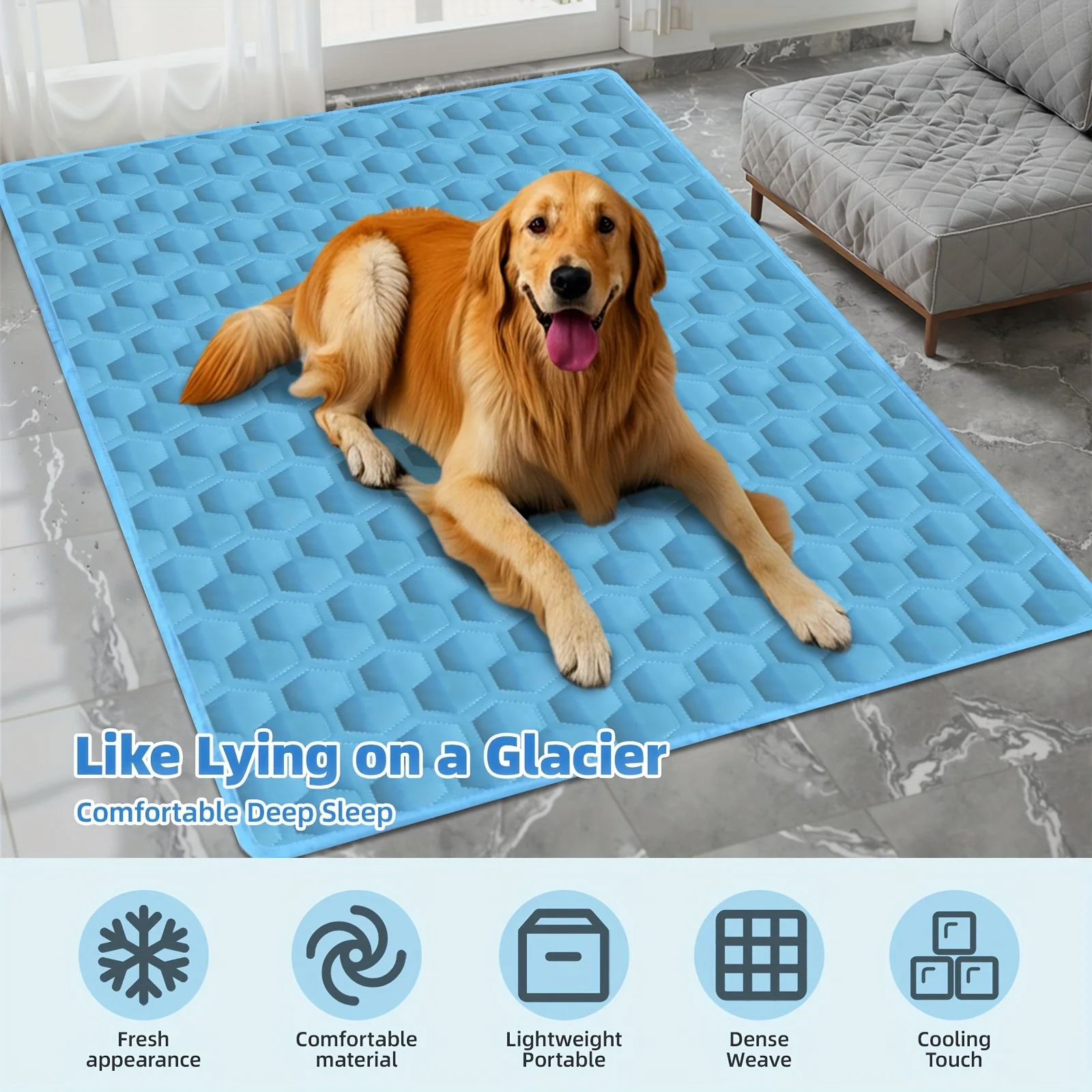 Alfombra refrescante extendida en el suelo
