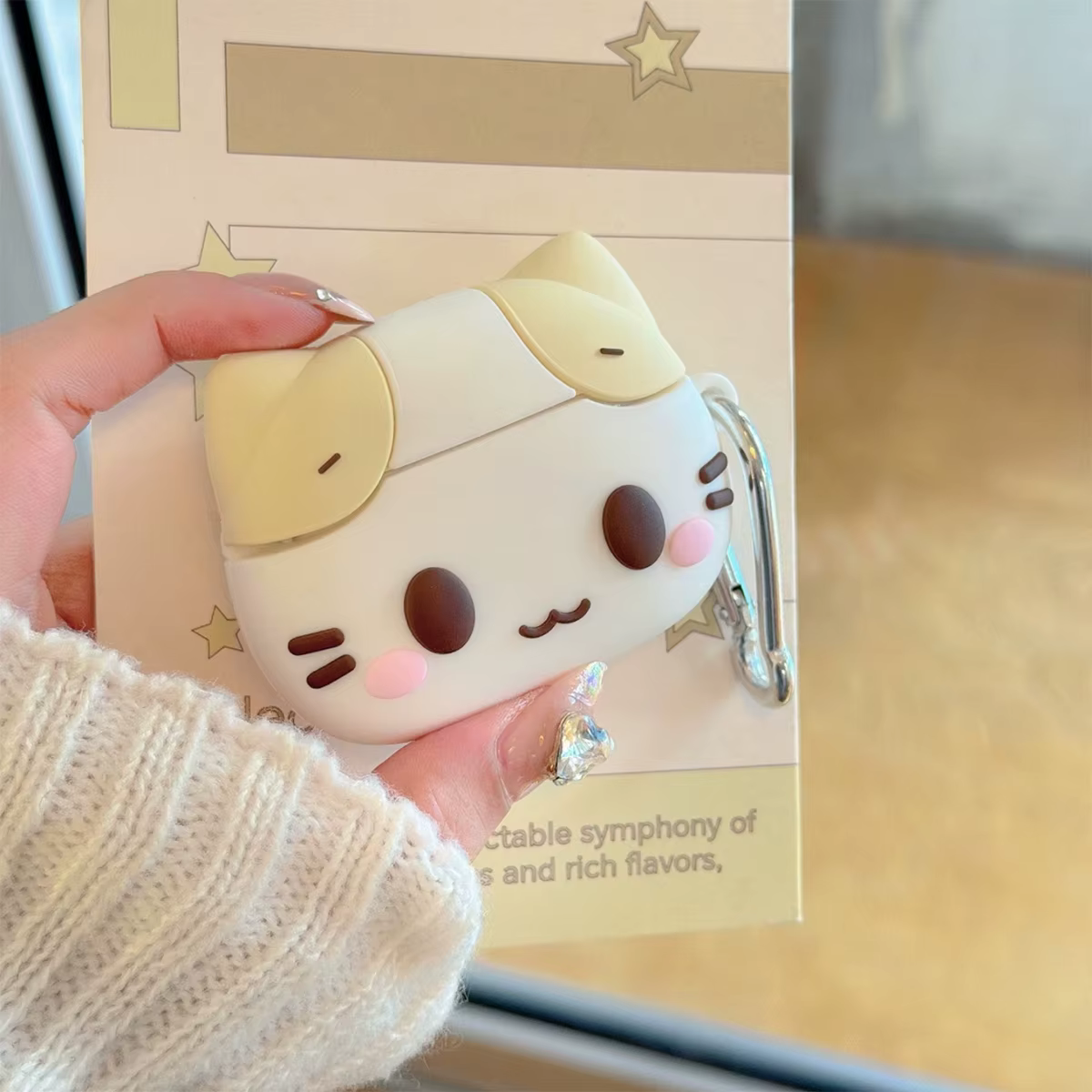 Funda protectora de silicona para AirPods Pro con diseño 3D de gato - imagen 3
