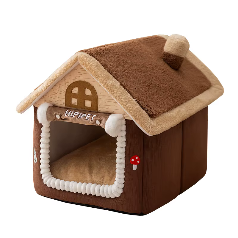 Cama cueva con cortina para gatos y perros pequeños – Hogar cálido - imagen 5