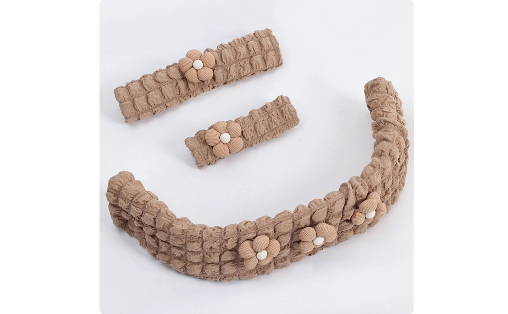 Fundas decorativas para manillar de cochecito con diseño fruncido y apliques florales