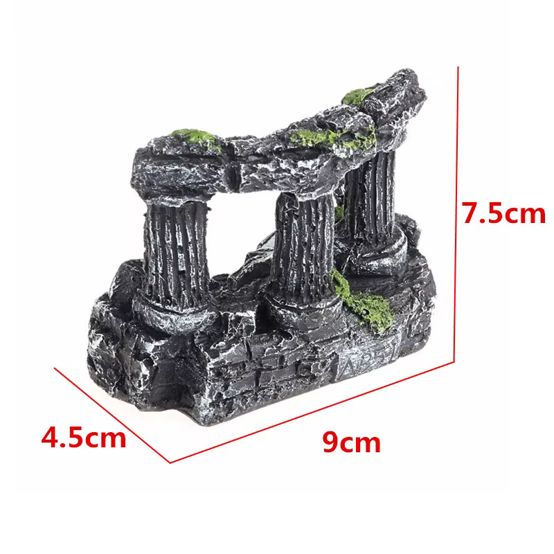 Decoración para acuario con cueva de rocas y columnas romanas - imagen 3