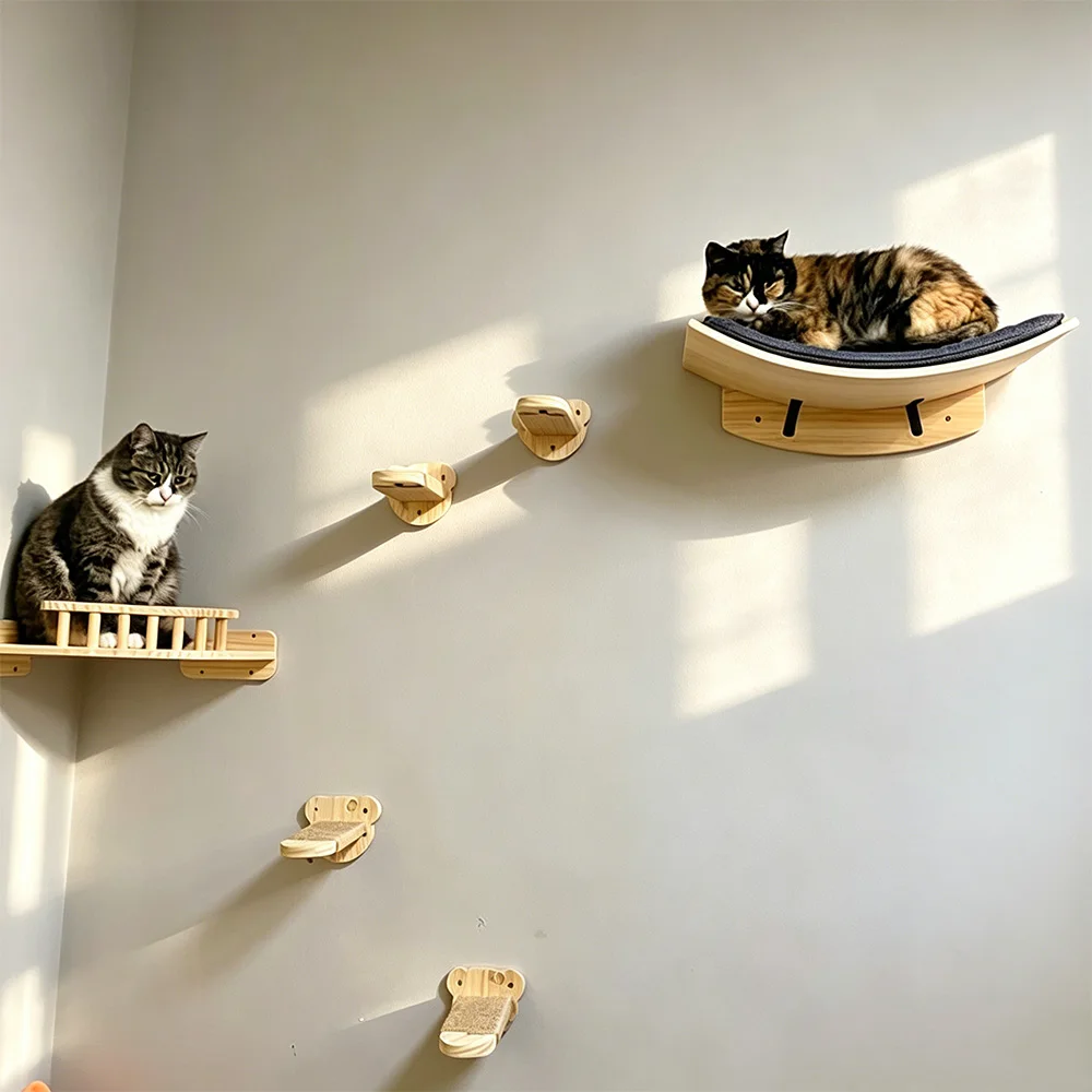 Muebles de pared para gatos Qlfyuu con hamaca y zonas de juego