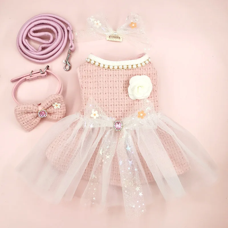 Vestido de lana rosa para mascota