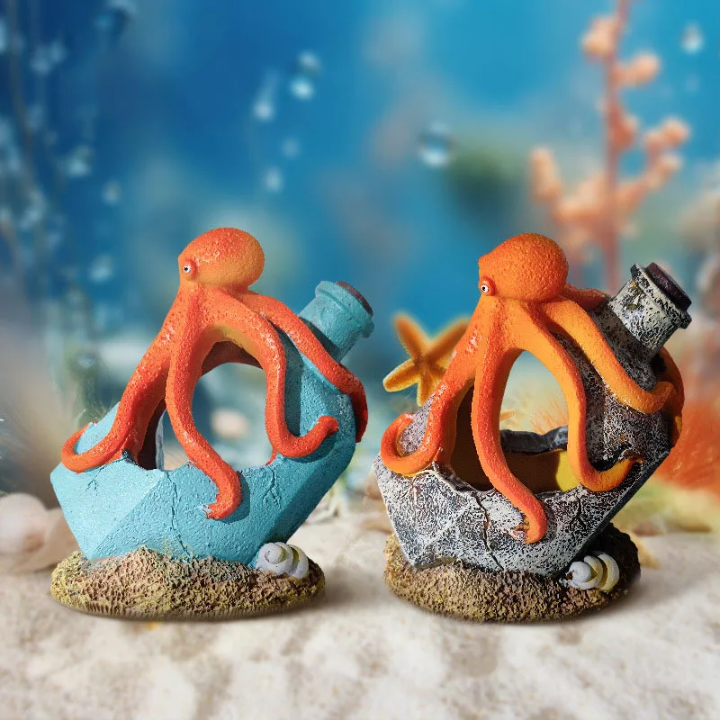 Pulpo gris decorativo en acuario