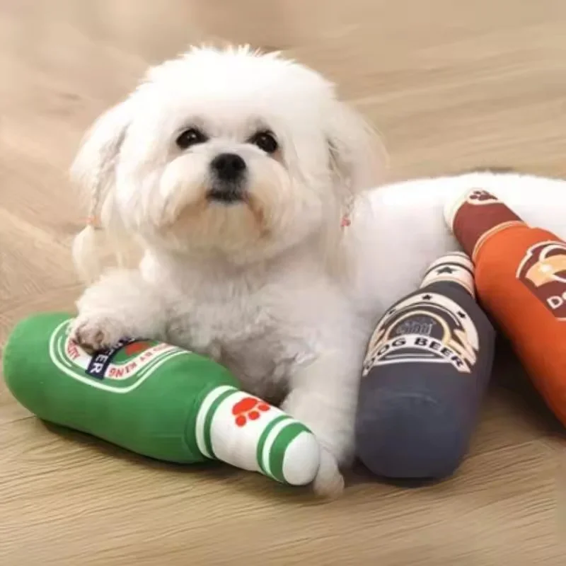 Juguete para perros de peluche botella de cerveza con sonido - imagen 4