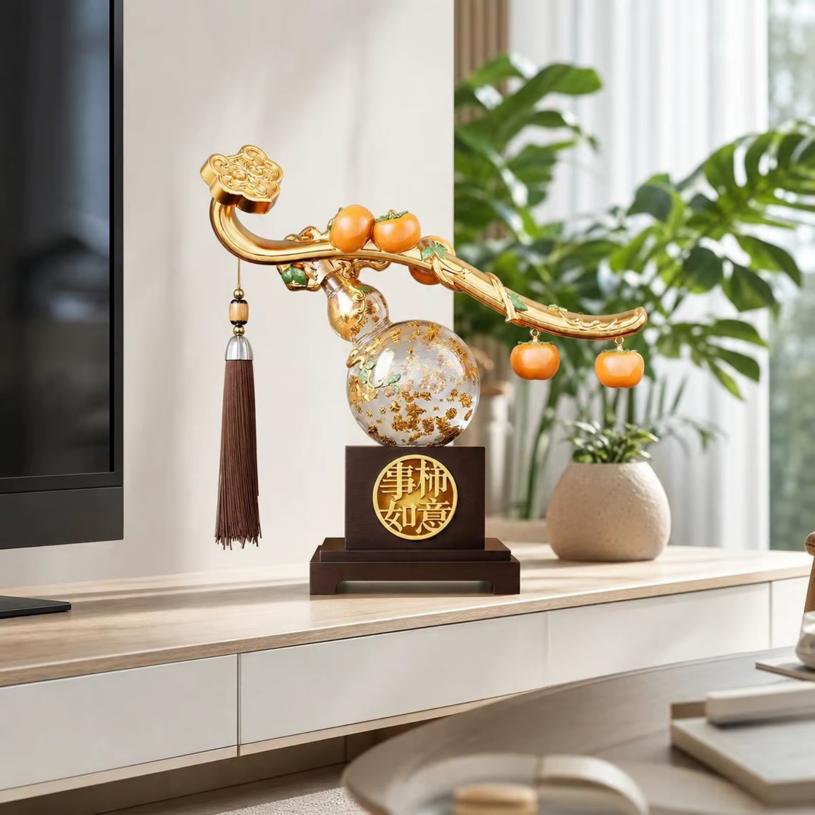 Adorno de calabaza translúcido con borla para decorar la mesa - imagen 4