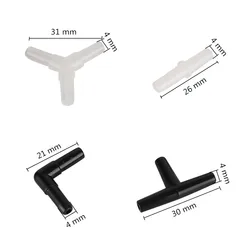 Conector de tubo de aire para acuario 4mm – Juego de uniones Y/T/L/rectas en plástico