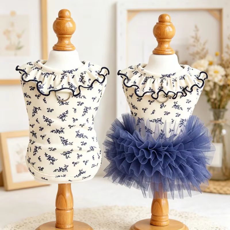 Ropa de verano para perros y gatos: vestido tutú con estampado - imagen 5