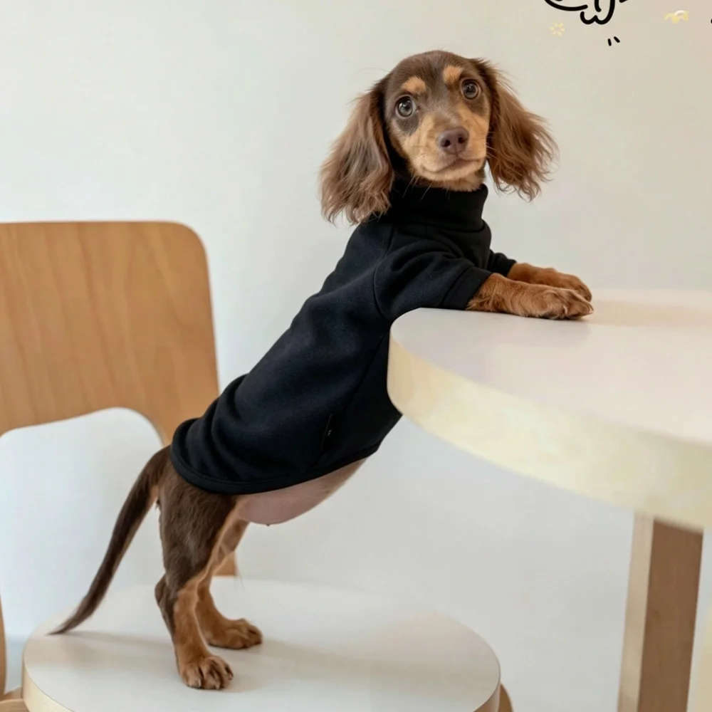 Abrigo polar de cuello alto para perros salchicha mini en invierno