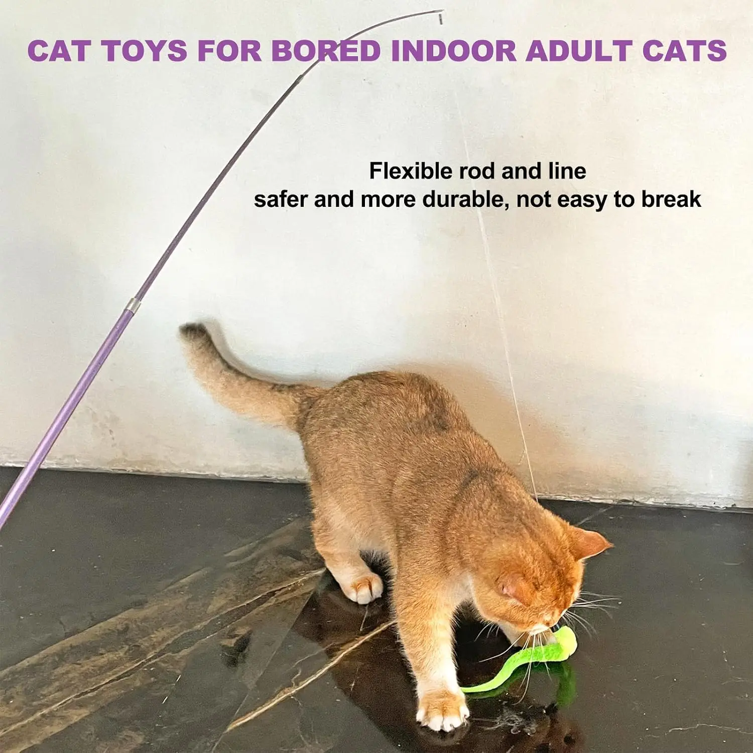 Juguete interactivo retráctil para gatos con varita - imagen 2