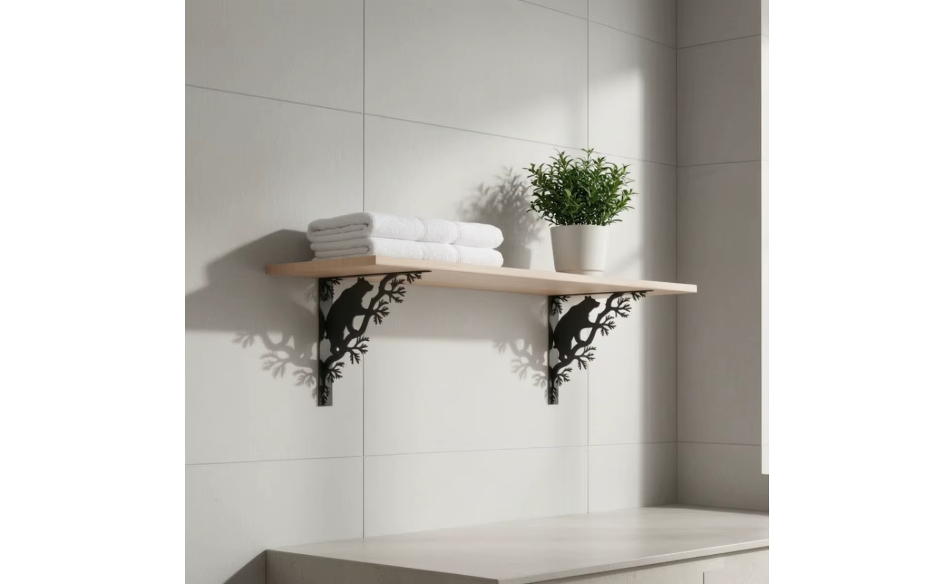 Soportes instalados en una estantería
