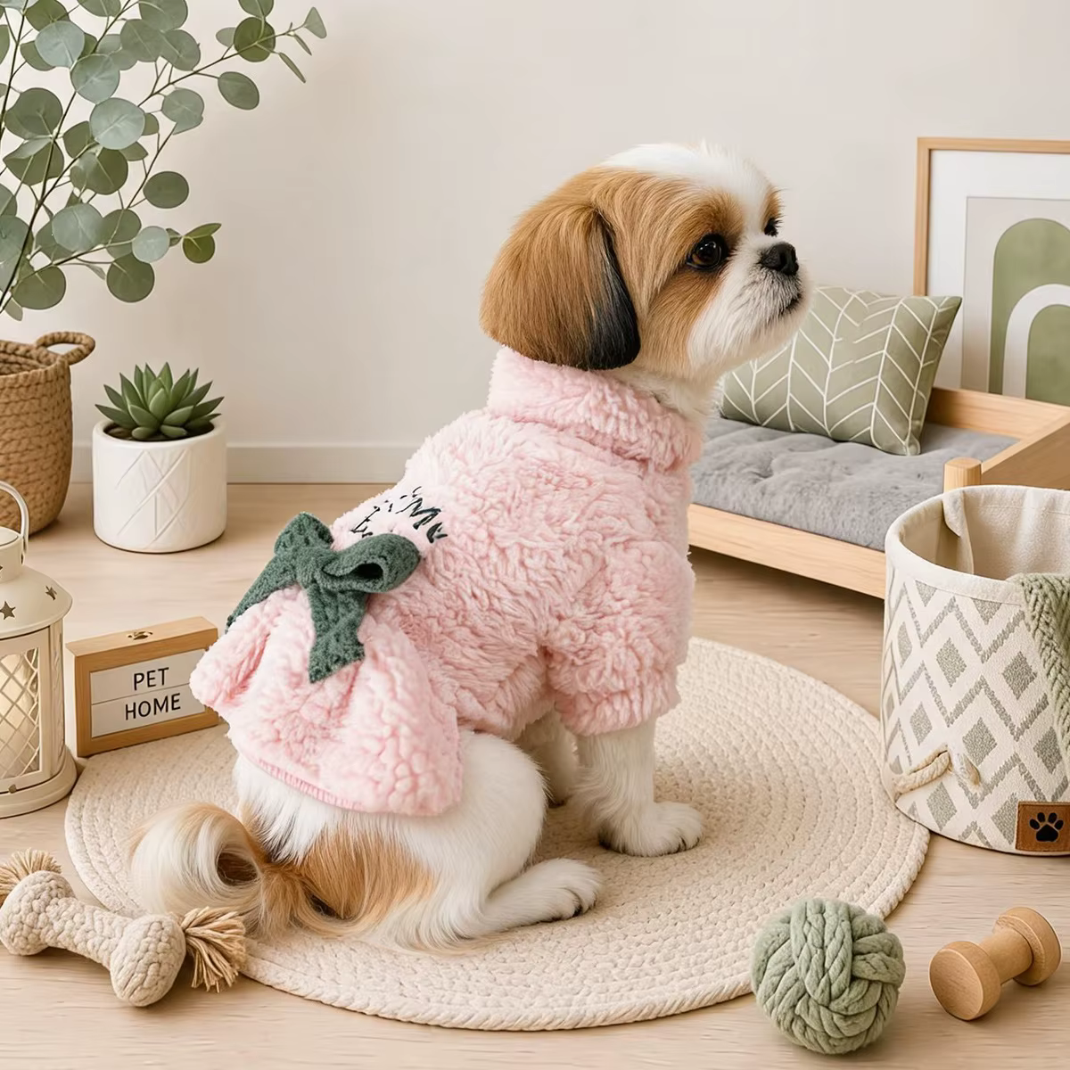 Vestido abrigo de lana rosa para perros pequeños Chihuahua y Yorkie - imagen 3