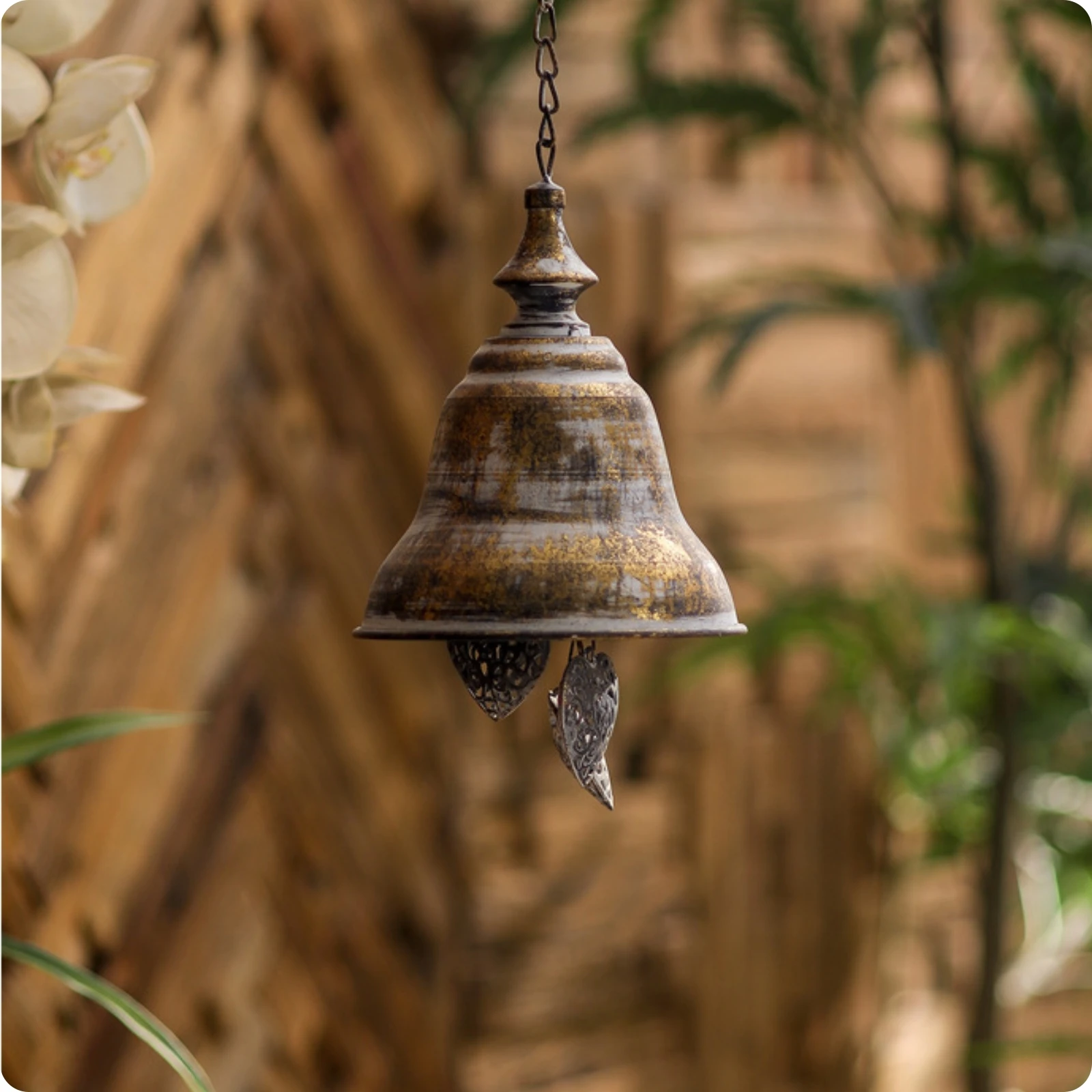 Campanas de viento vintage rústicas con follaje, para gatos y perros