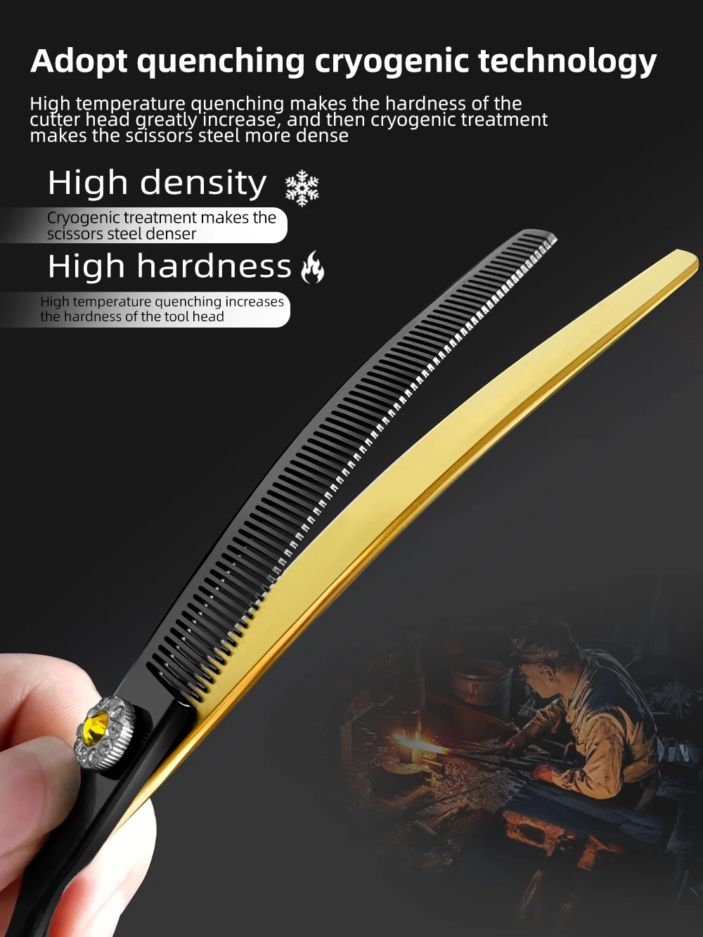 Kit de tijeras con detalle del mango ergonómico