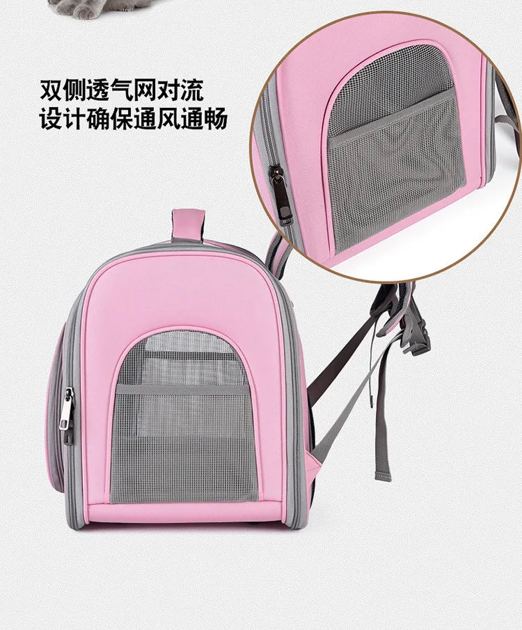 Mochila transportín transparente plegable para gatos – vista frontal