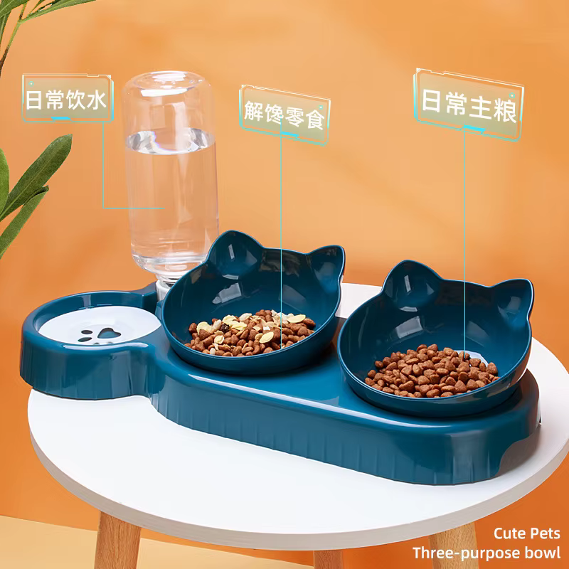 Comedero doble para gatos – Tazón elevado con protección cervical - imagen 2