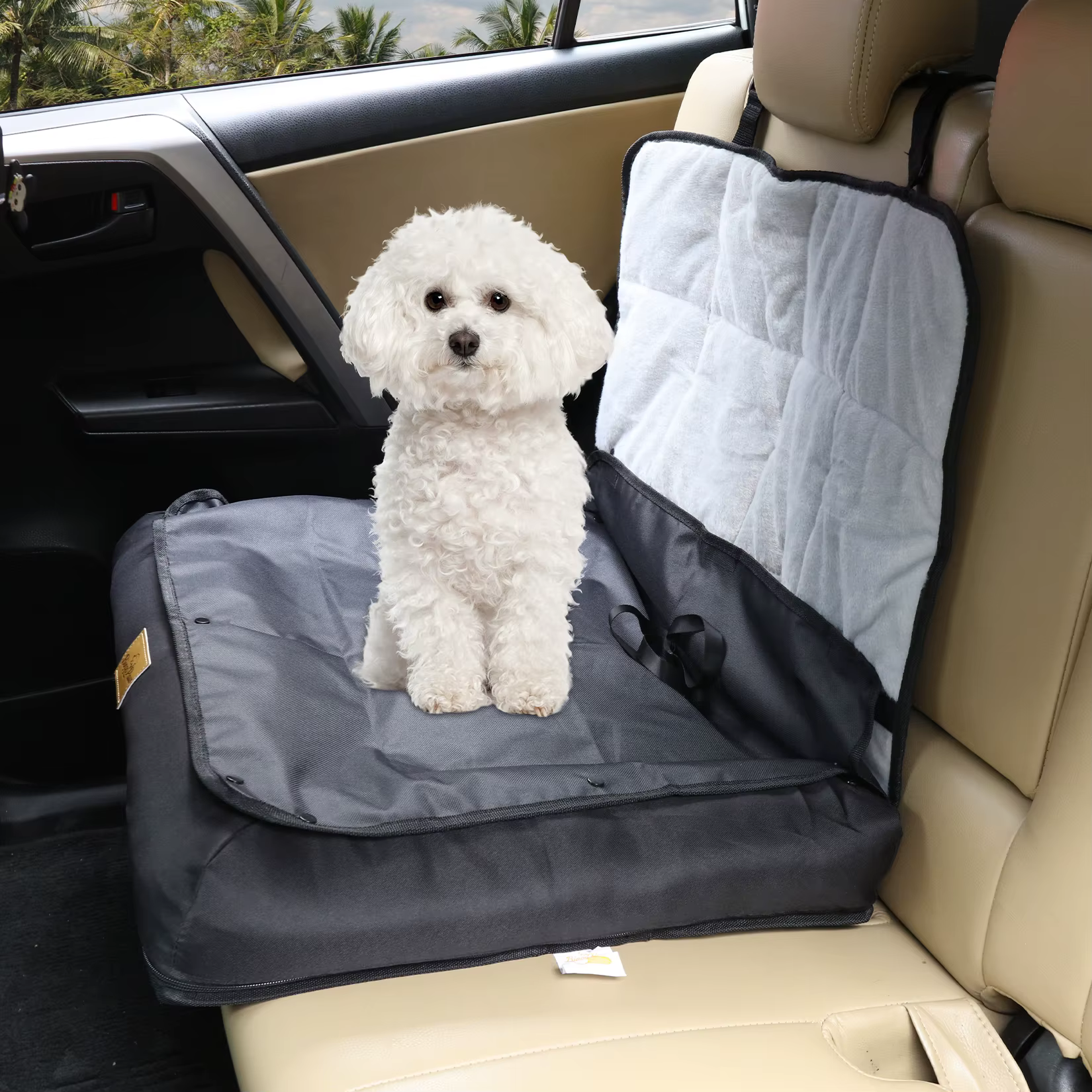 Asiento de coche portátil para perros, cojín impermeable elevador