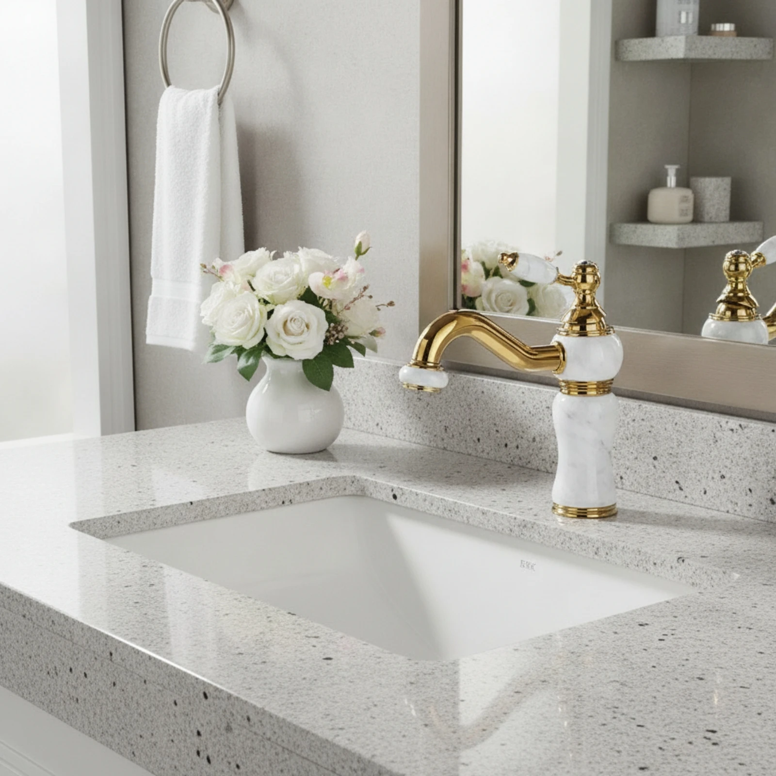 Grifo lavabo vintage cuello cisne giratorio – Oro pulido baño - imagen 3