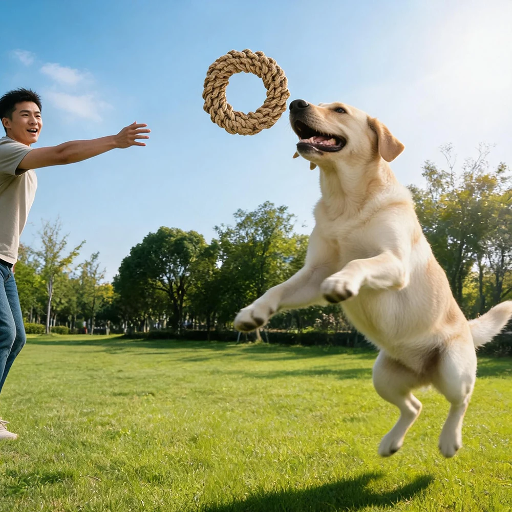 Juguete dental para perros con cuerda de algodón – Masticable resistente - imagen 5