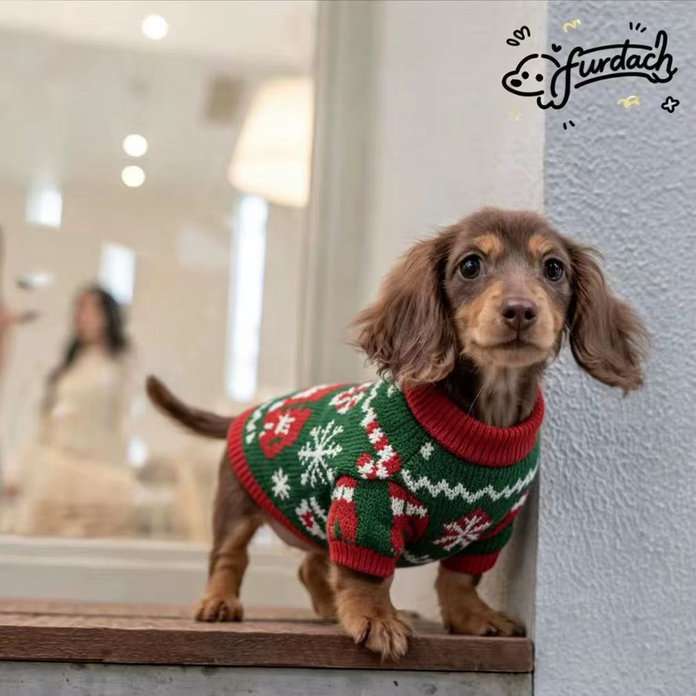 Abrigo de invierno navideño festivo para perro Dachshund salchicha - imagen 5