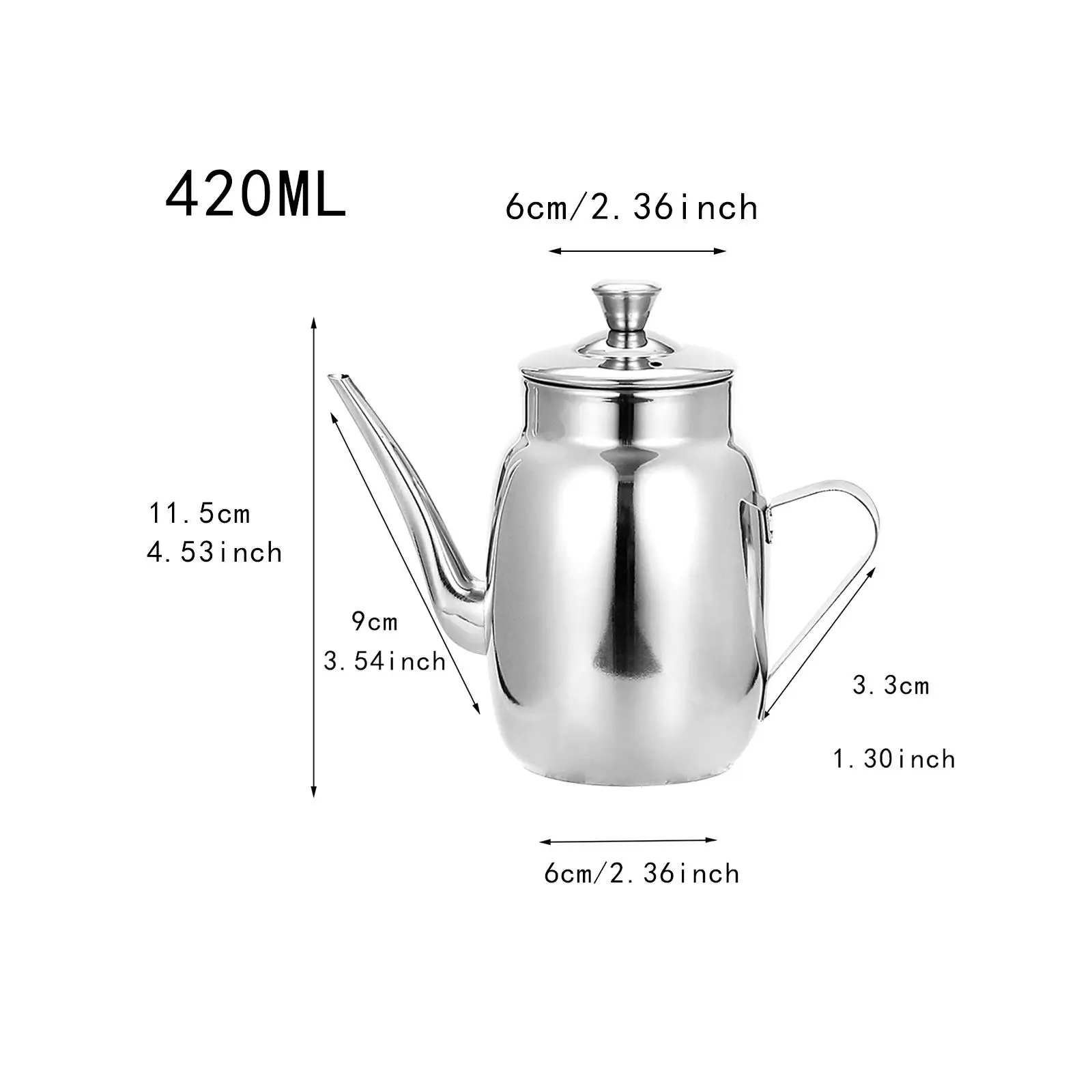 Recipiente de acero inoxidable para aceite con boquilla larga