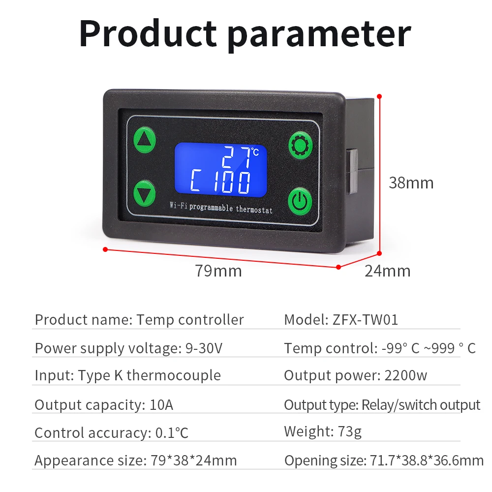 Termostato Digital WiFi para Mascotas - Regulador Programable con Sensor K - imagen 3