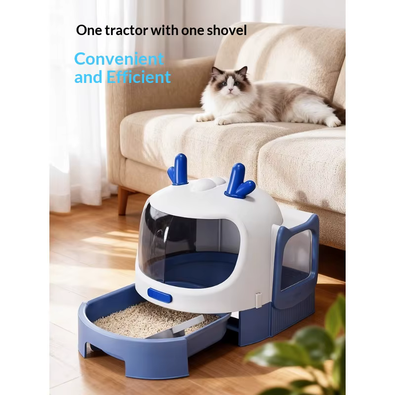 Arenero semicerrado gigante para gatos Maine Coon, antisalpicaduras - imagen 5