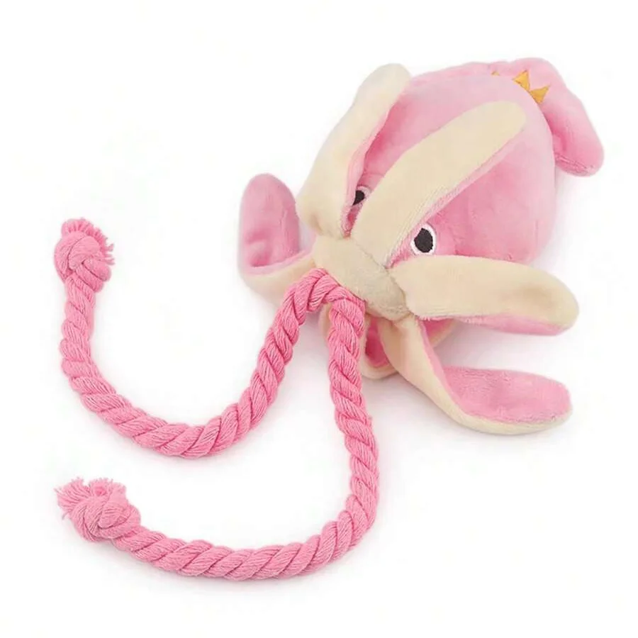 Juguete de peluche de pulpo chirriante para perro en color rosa