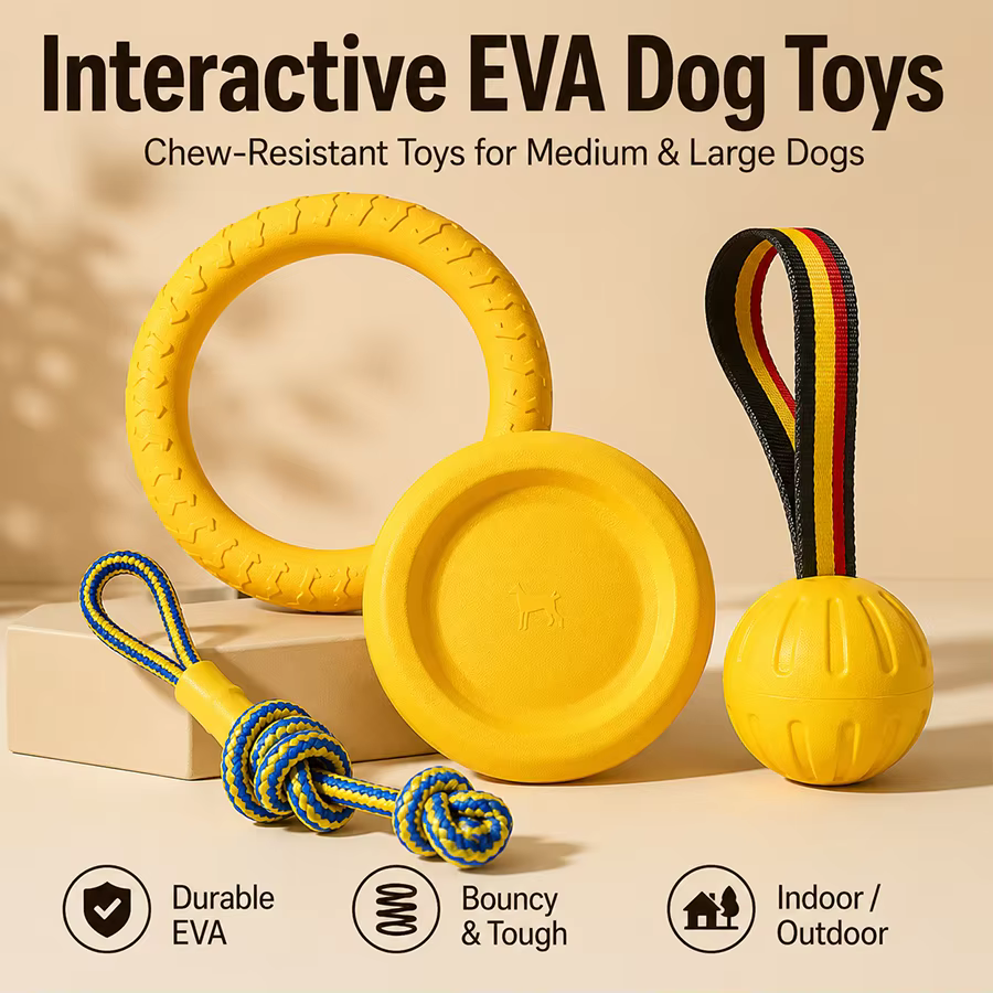 Juguetes para perros en EVA: anillo mordedor, frisbee y cuerda - imagen 2