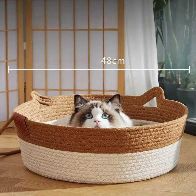 Cama ratán para gatos con juguete interactivo incluido - imagen 3