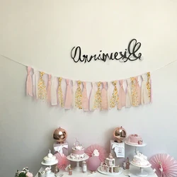 Pancarta floral con borlas rosa para cumpleaños de mascotas
