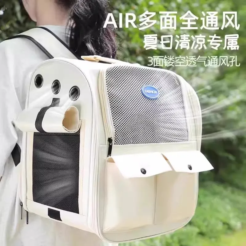 Bolsa de transporte portátil para gatos y perros, mochila transparente de viaje - imagen 4