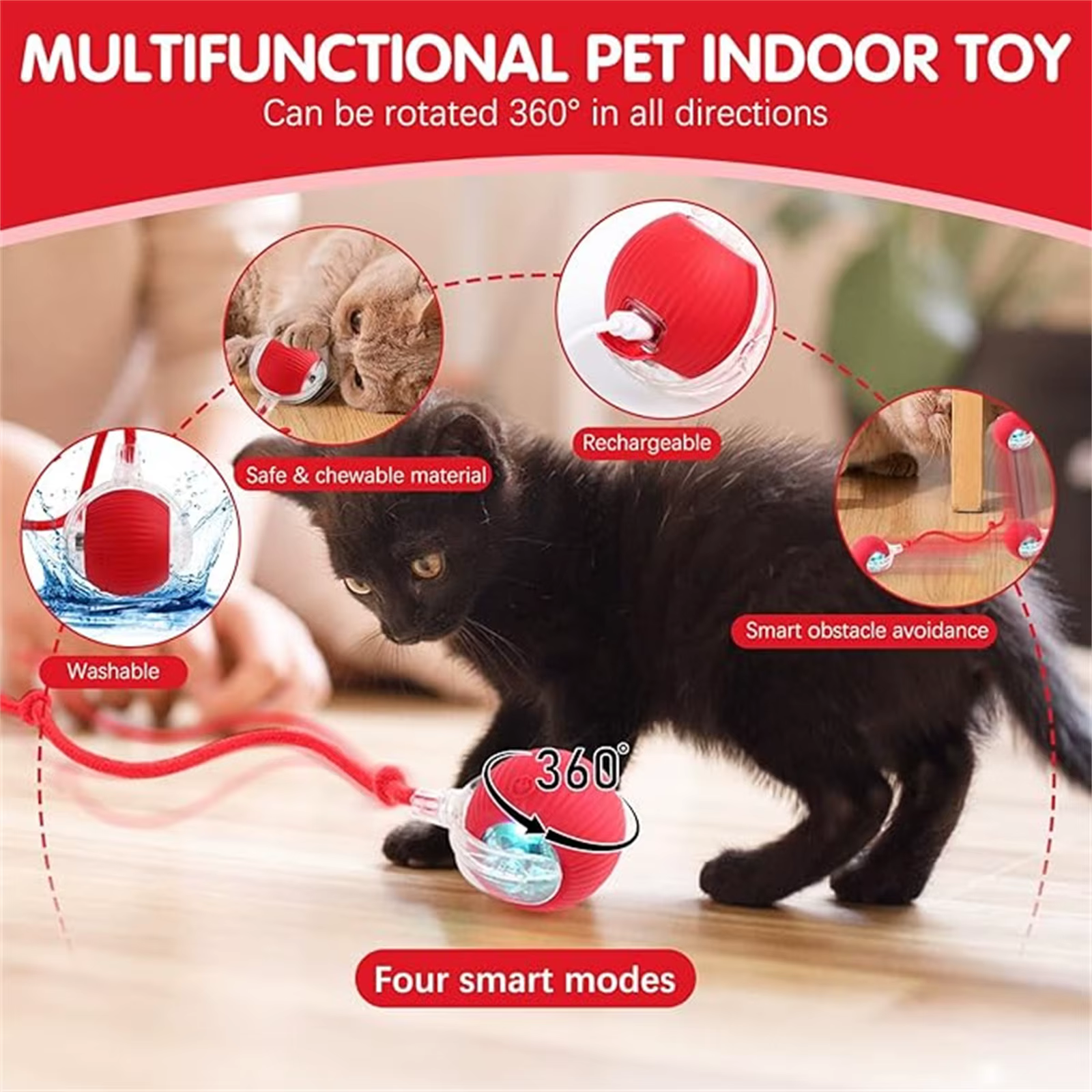 Juguete interactivo para gatos recargable USB: bolas rodantes automáticas - imagen 5