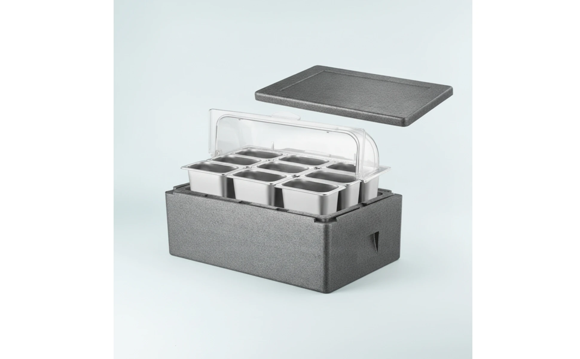 Caja térmica con tapa transparente para exhibición