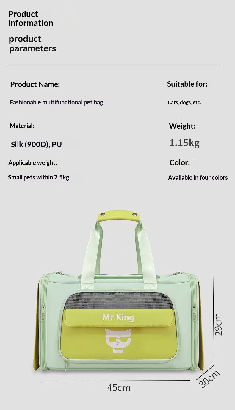 Transportín portátil para gatos de gran capacidad, tipo bolsa transpirable