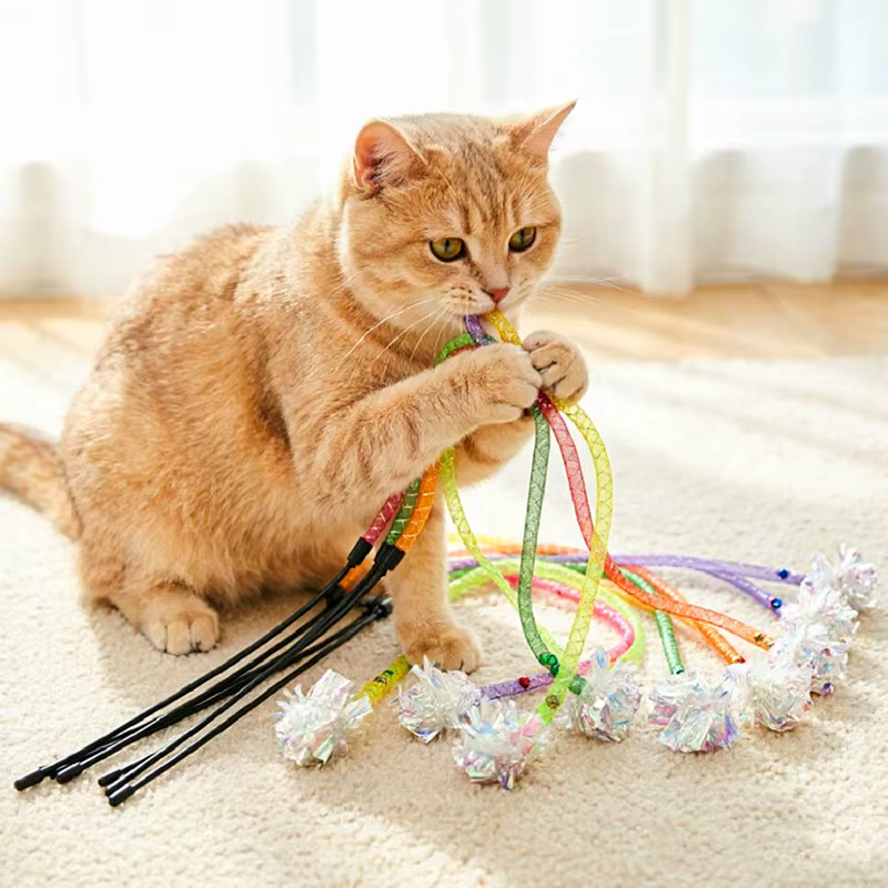 Varita Interactiva para Gatos con Campana y Bola de Flores - imagen 4