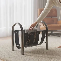 Soporte para libros con correas de cuero para mesa, organizador