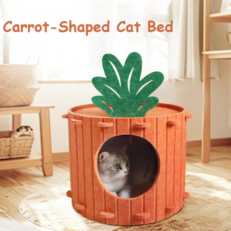 Cueva túnel cerrada para gato con diseño de zanahoria