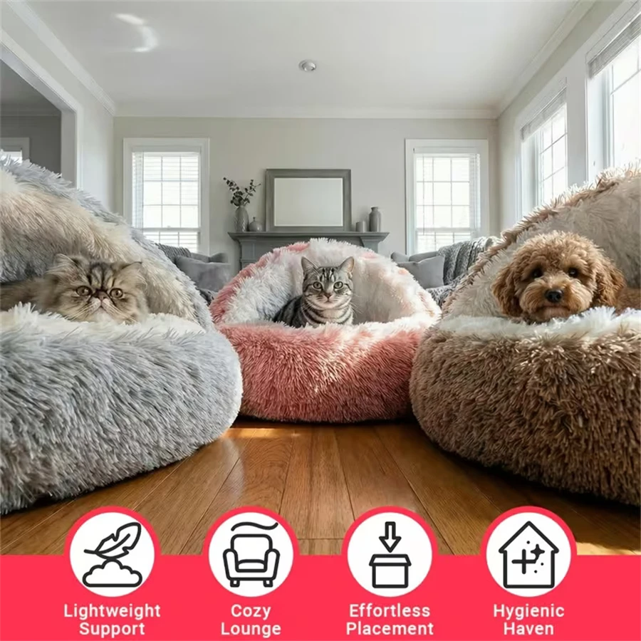 Cama Nido Acogedora para Gatos – Felpa Suave y Cálida - imagen 4