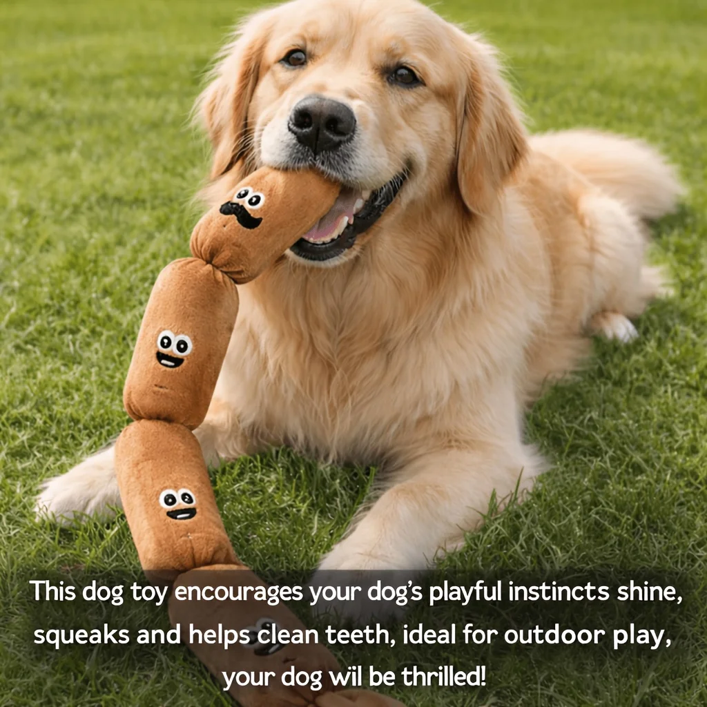 Juguete peluche salchicha para perros con sonido y resistente a mordidas